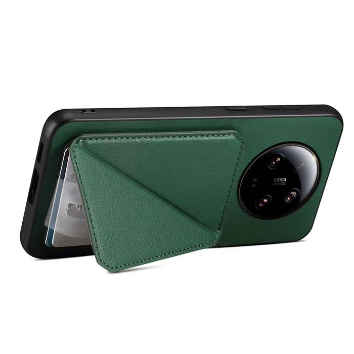 For Xiaomi 13 Ultra D04 Calf Texture Dual Card Slot Holder Phone Case(Green)