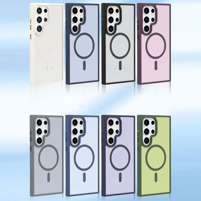 For Samsung Galaxy S23 5G Metal Button Skin Feel Matte MagSafe Shockproof Phone Case(Grey)