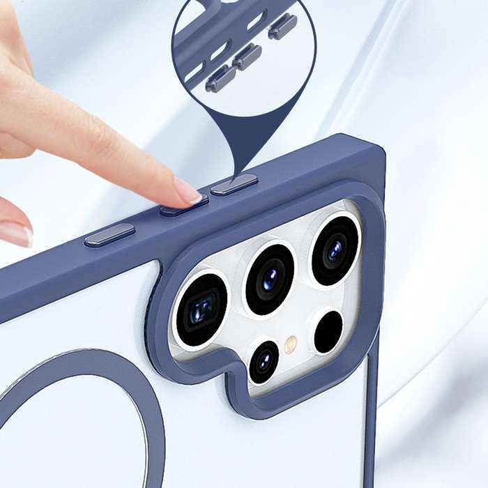 For Samsung Galaxy S23 5G Metal Button Skin Feel Matte MagSafe Shockproof Phone Case(Grey)