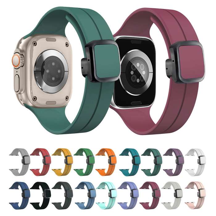 For Apple Watch SE 40mm Magnetic Square Buckle Silicone Watch Band(Orange)
