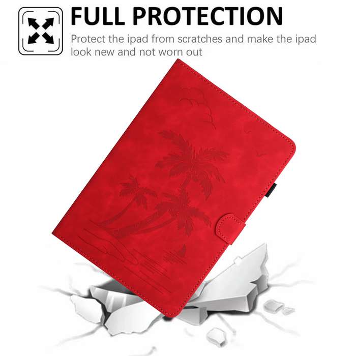 For Xiaomi Pad 6/6 Pro Coconut Tree Embossed Smart Leather Tablet Case(Red)