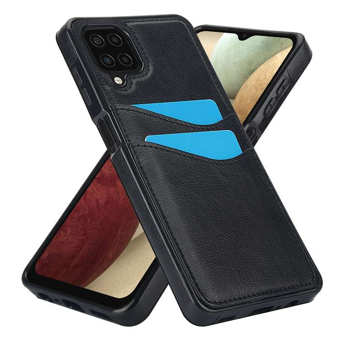 For Samsung Galaxy A12 4G Litchi Leather Skin Card Slots Phone Case(Black)