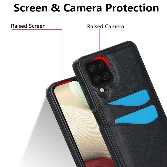 For Samsung Galaxy A12 4G Litchi Leather Skin Card Slots Phone Case(Black)