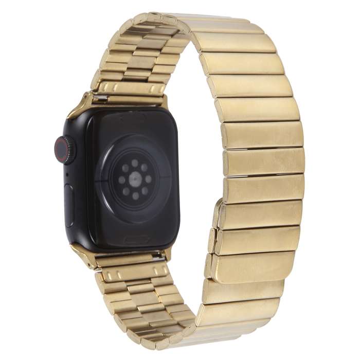 For Apple Watch Series 5 44mm Bamboo Stainless Steel Magnetic Watch Band(Gold)