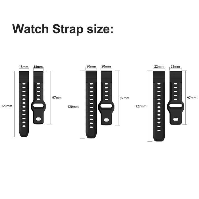 22mm Armor Silicone Watch Band(Black)