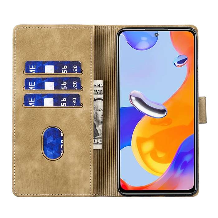 For Xiaomi Redmi Note 12 5G Global Pen Heart Cat Embossed Leather Phone Case(Apricot)