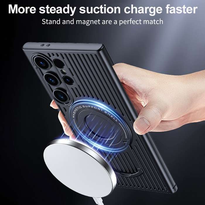For Samsung Galaxy S24 Ultra 5G Cooling MagSafe Magnetic Ring Holder PC Phone Case(Purple)