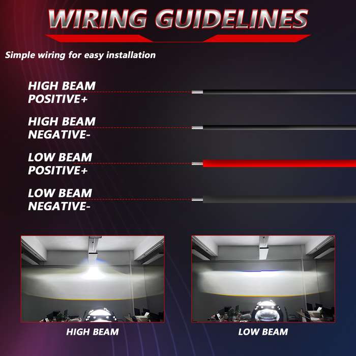 T01 1 Pair 3 inch Car Bifocal LED Lens Headlight, Left Driving (Black)