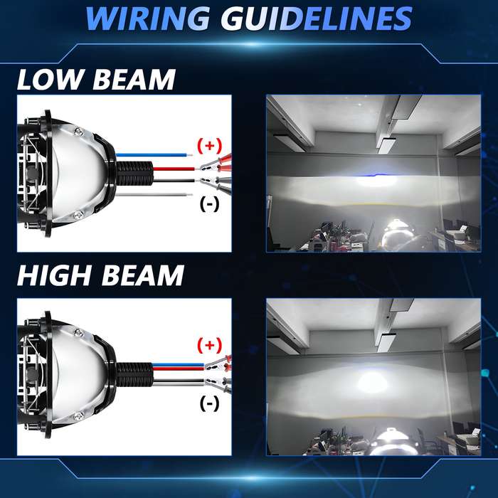 T02 1 Pair 2.5 inch Car Bifocal LED Lens Headlight, Left Driving(Black)