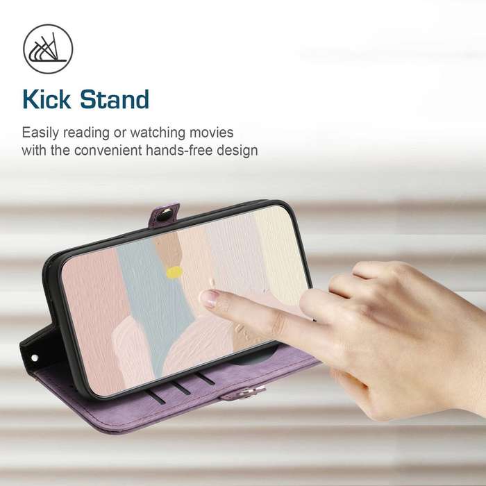 For vivo V27e 4G Global/T2 4G Global Side Buckle Double Fold Hand Strap Leather Phone Case(Purp