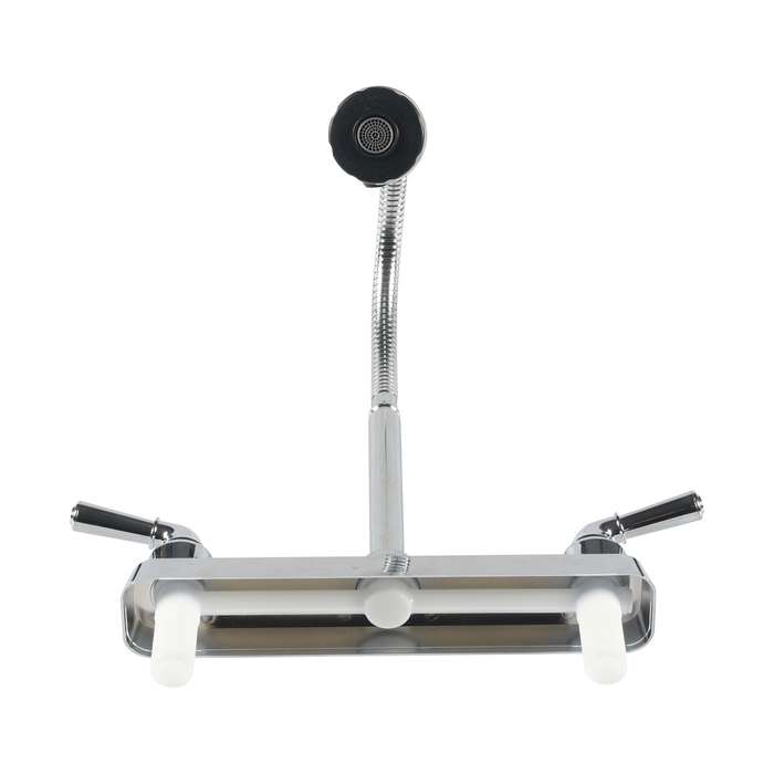 RV Camper Van Double Handle Kitchen 360 Degree Rotating Faucet(Silver)