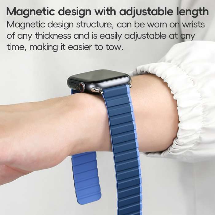 For Apple Watch SE 44mm ZGA Two Color Magnetic Silicone Watch Band(Grey+Yellow)