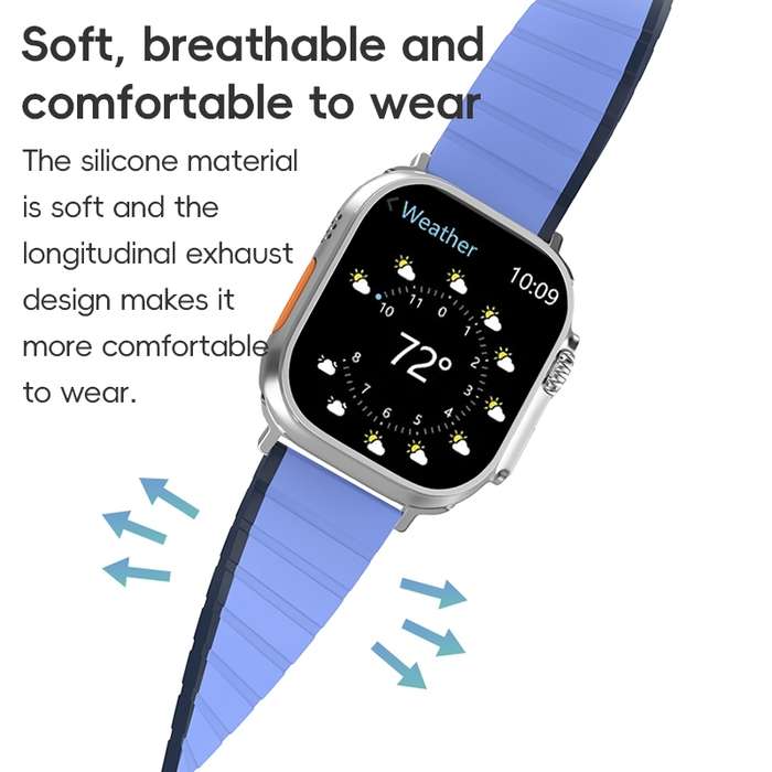 For Apple Watch SE 44mm ZGA Two Color Magnetic Silicone Watch Band(Grey+Yellow)