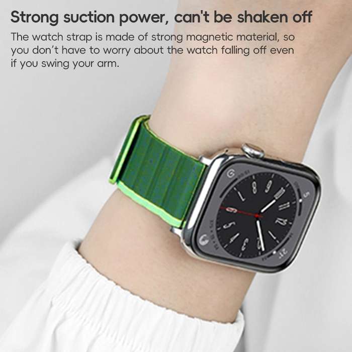 For Apple Watch SE 44mm ZGA Two Color Magnetic Silicone Watch Band(Grey+Yellow)