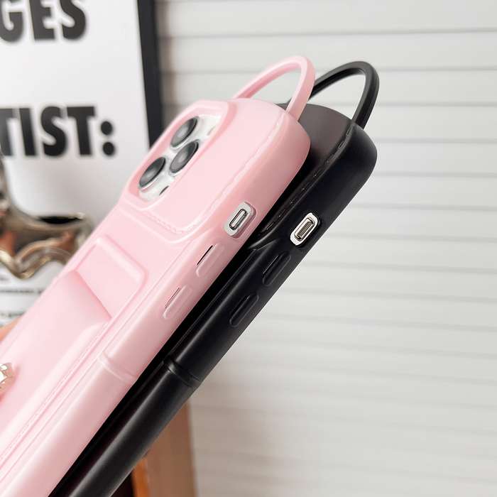 For iPhone 14 Metallic Paint Skin Feel Full Coverage Shockproof Phone Case with Card Bag(White)