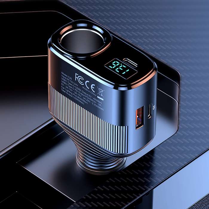 C26 4 in 1 PD45W Type-Cx2+USB Car Cigarette Lighter Fast Charging Charger
