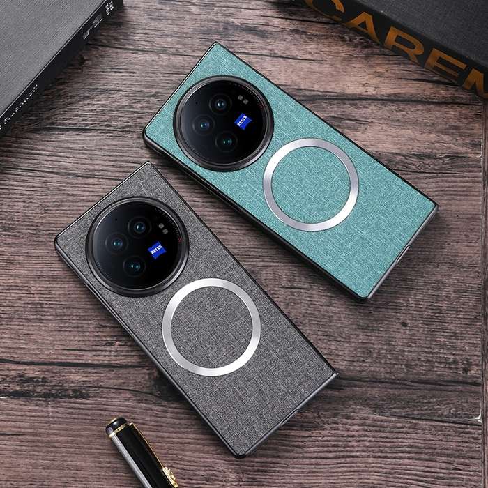 For vivo X Fold3 Pro CD Magsafe Magnetic Cloth Texture Phone Case(Purple)