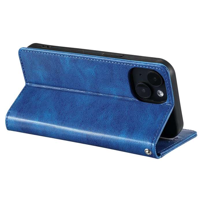 For iPhone 14 Simple 6-Card Wallet Leather Phone Case(Blue)