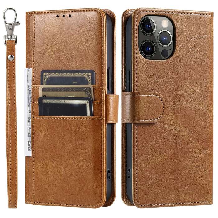 For iPhone 12 / 12 Pro Simple 6-Card Wallet Leather Phone Case(Brown)