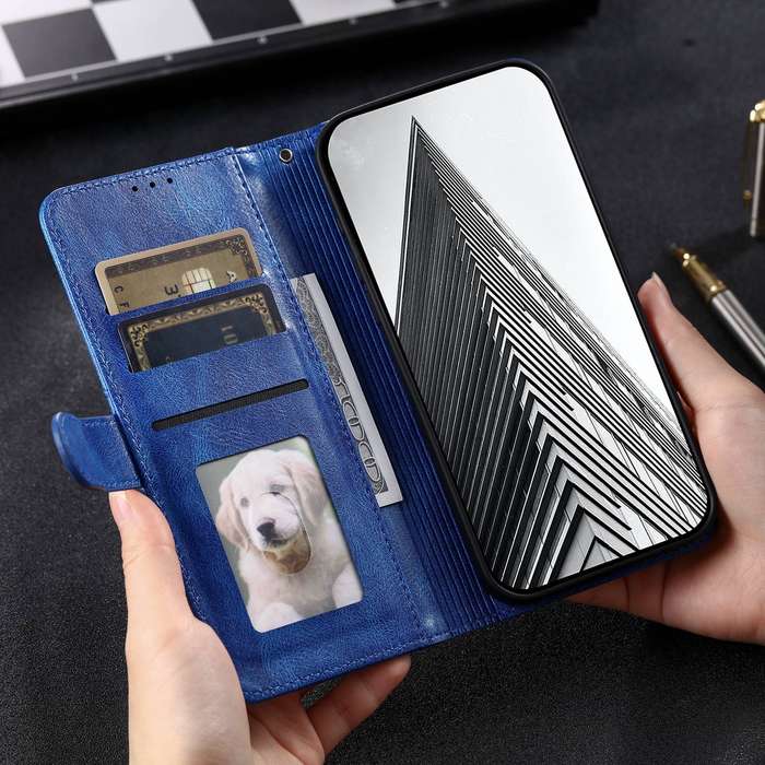 For iPhone 12 Pro Max Simple 6-Card Wallet Leather Phone Case(Blue)