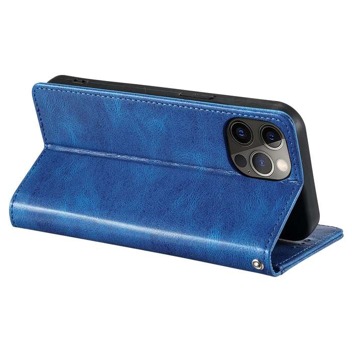 For iPhone 12 Pro Max Simple 6-Card Wallet Leather Phone Case(Blue)