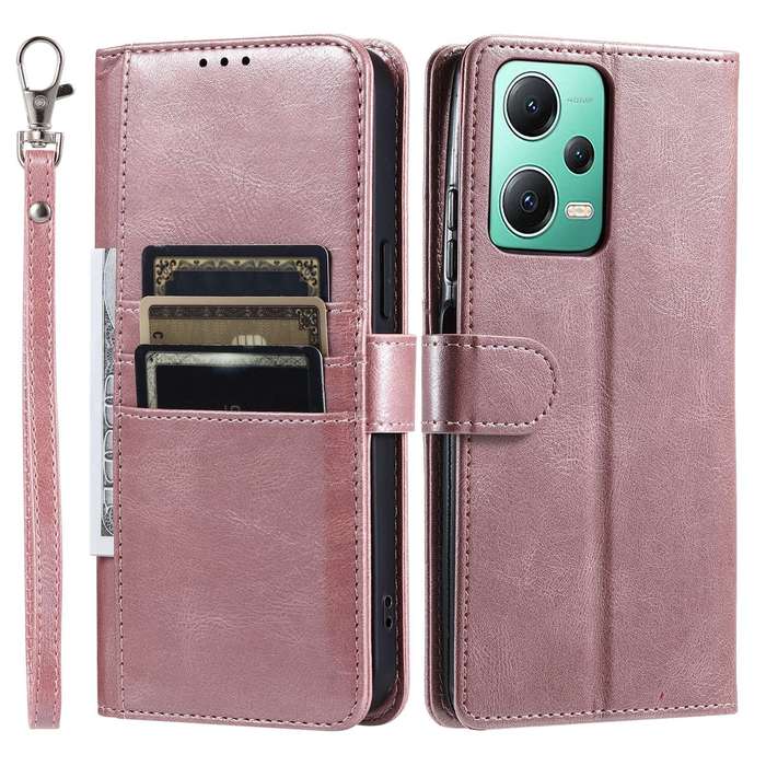 For Xiaomi Poco X5 Simple 6-Card Wallet Leather Phone Case(Rose Gold)