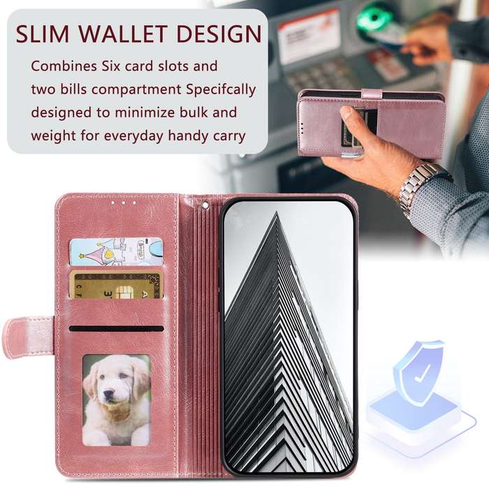 For Xiaomi Poco X5 Simple 6-Card Wallet Leather Phone Case(Rose Gold)