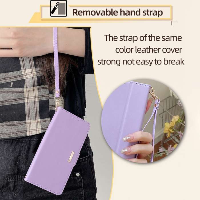For Samsung Galaxy S22 5G Crossbody Chain Leather Phone Case(Purple)