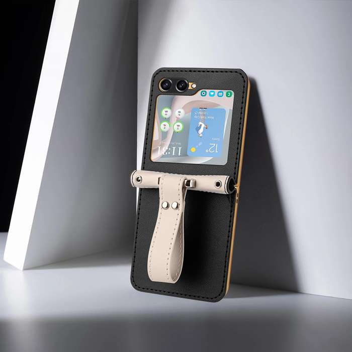 For Samsung Galaxy Z Flip5 Skin Feel Full Coverage Crossbody Phone Case with Hand Strap/Lanyard