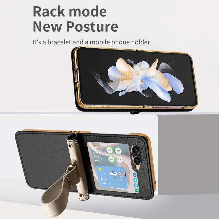 For Samsung Galaxy Z Flip5 Skin Feel Full Coverage Crossbody Phone Case with Hand Strap/Lanyard