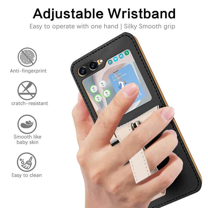 For Samsung Galaxy Z Flip5 Skin Feel Full Coverage Crossbody Phone Case with Hand Strap/Lanyard