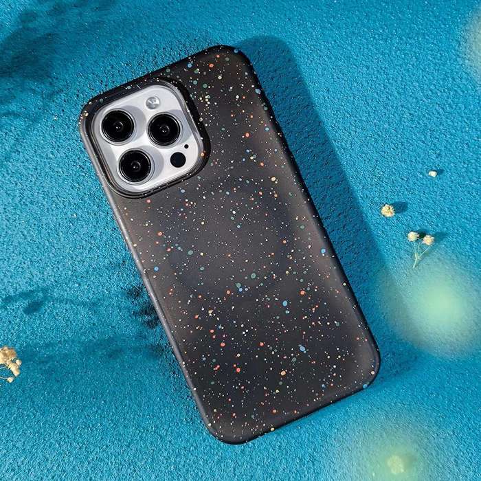 For iPhone 14 Pro Max Colorful Frosted Magsafe PC Hybrid TPU Phone Case(Black)
