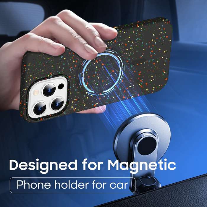 For iPhone 14 Pro Max Colorful Frosted Magsafe PC Hybrid TPU Phone Case(Black)