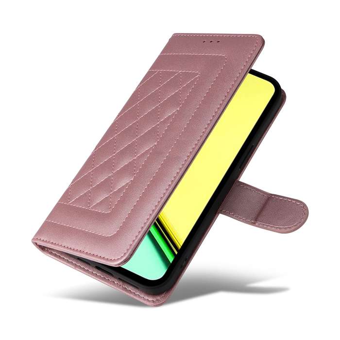 For Realme C67 4G Diamond Lattice Leather Flip Phone Case(Rose Gold)