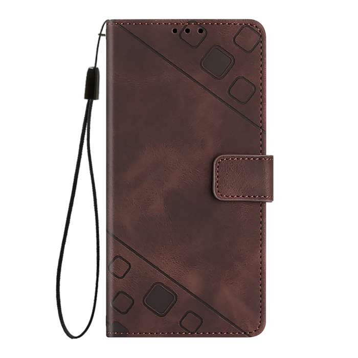 For Realme C67 4G Global Skin-feel Embossed Leather Phone Case(Brown)