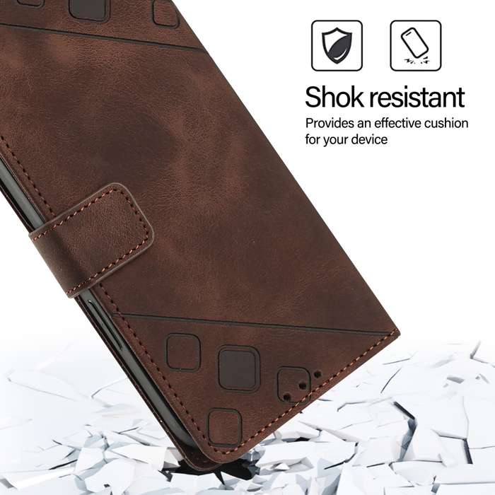 For Realme C67 4G Global Skin-feel Embossed Leather Phone Case(Brown)