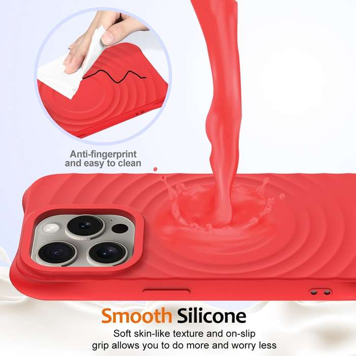 For iPhone 12 Pro Max Wave Texture MagSafe Magnetic Liquid Silicone Phone Case(Red)
