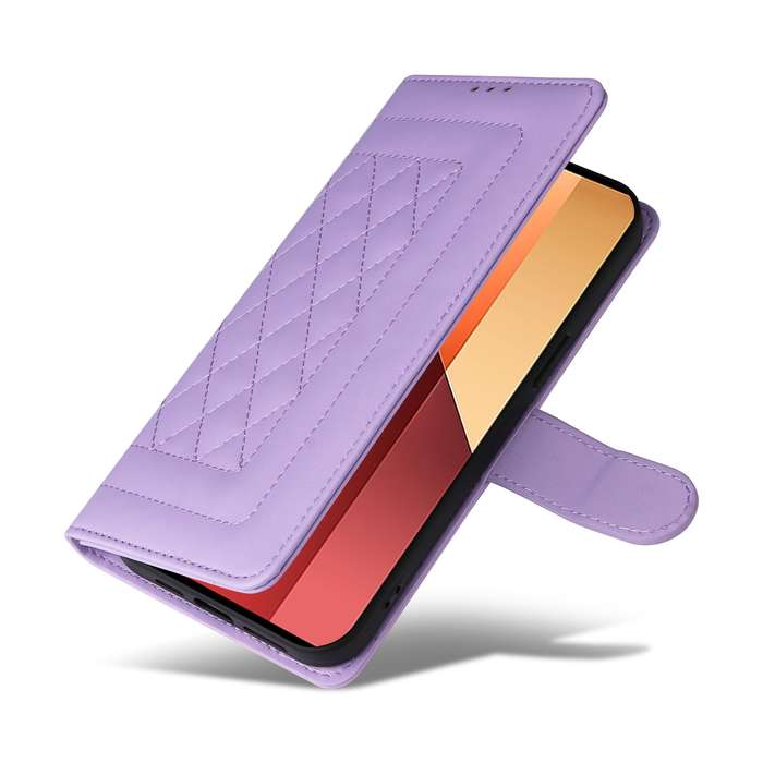 For Xiaomi Redmi Note 13 Pro 4G Diamond Lattice Leather Flip Phone Case(Light Purple)