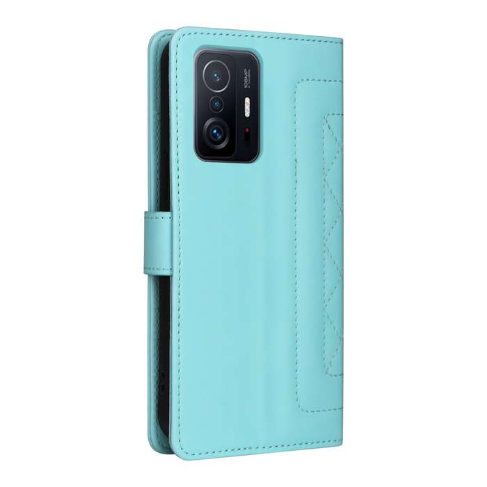For Xiaomi 11T / 11T Pro Diamond Lattice Leather Flip Phone Case(Mint Green)