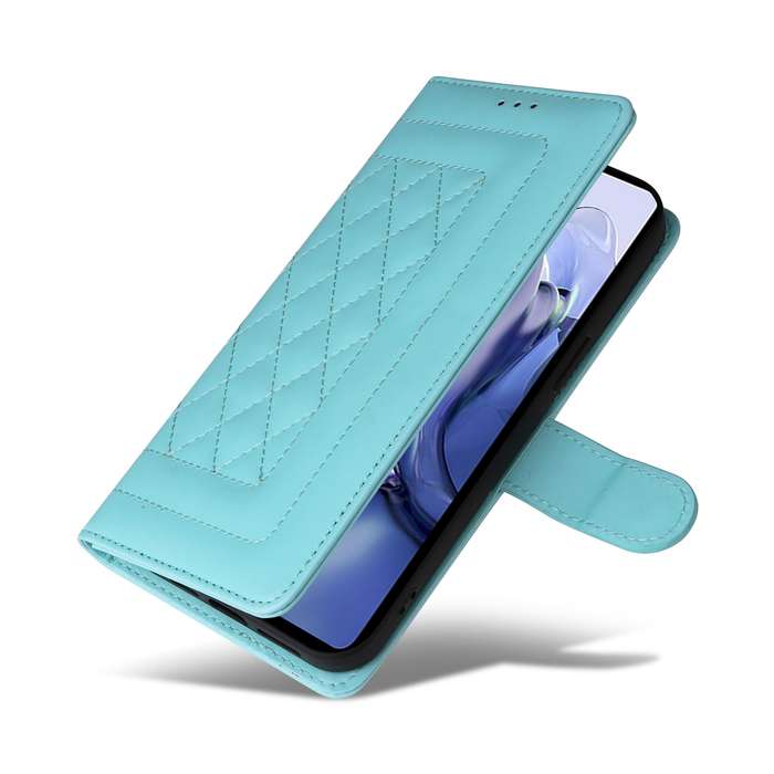 For Xiaomi 11T / 11T Pro Diamond Lattice Leather Flip Phone Case(Mint Green)