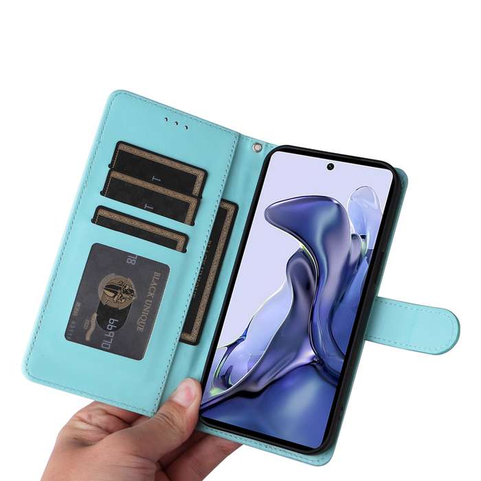 For Xiaomi 11T / 11T Pro Diamond Lattice Leather Flip Phone Case(Mint Green)