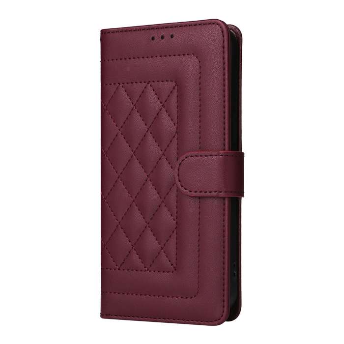 For Samsung Galaxy S20+ Diamond Lattice Leather Flip Phone Case(Wine Red)
