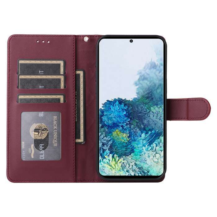 For Samsung Galaxy S20+ Diamond Lattice Leather Flip Phone Case(Wine Red)