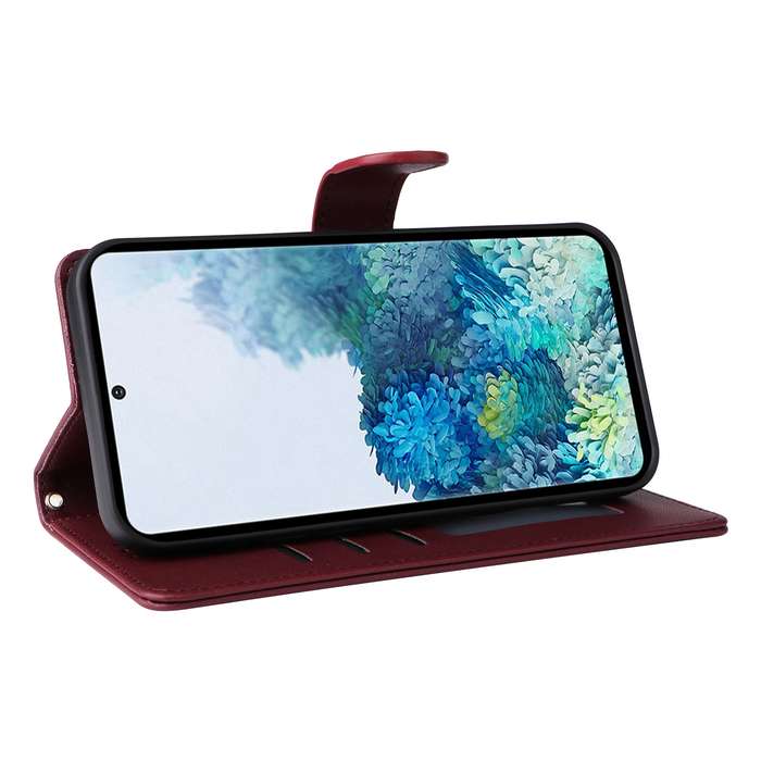 For Samsung Galaxy S20+ Diamond Lattice Leather Flip Phone Case(Wine Red)