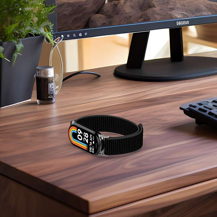 For Xiaomi Mi Band 8 / 8 NFC Nylon Loop Hook and Loop Fastener Watch Band(Camel)
