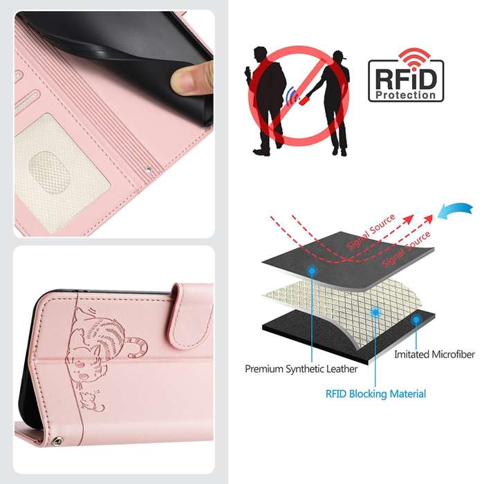 For Realme GT3 5G / GT Neo 5 240W Cat Rat Embossed Pattern RFID Leather Phone Case with Lanyard
