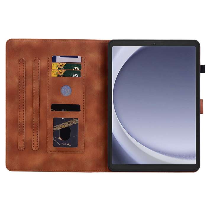 For Samsung Galaxy Tab A9 Lily Embossed Leather Tablet Case(Brown)