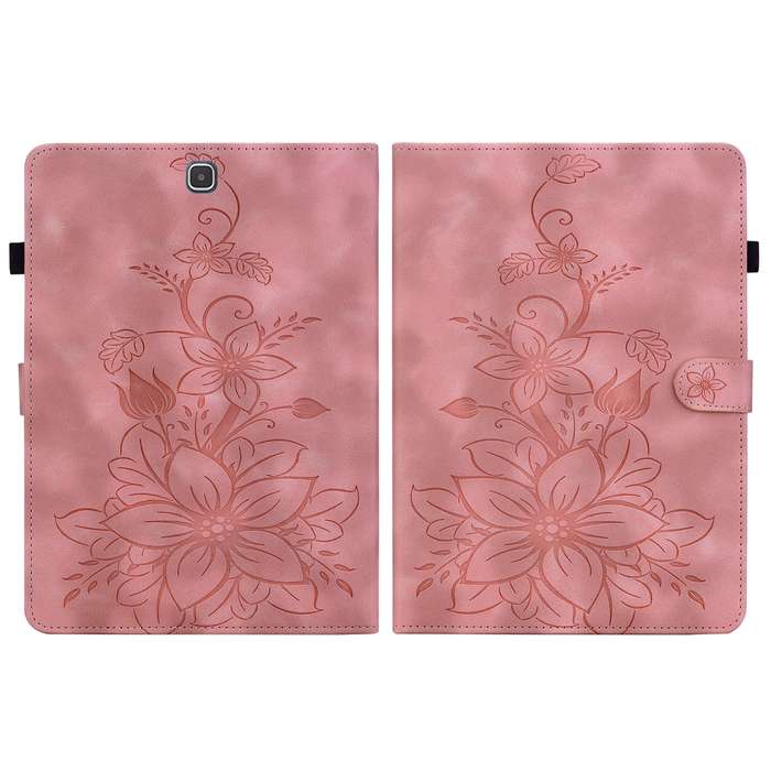 For Samsung Galaxy Tab A 9.7 T550 T555 Lily Embossed Leather Tablet Case(Pink)