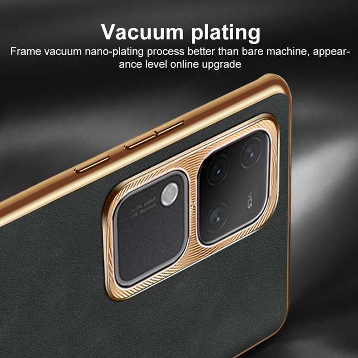 For vivo S16 Electroplating Lambskin Leather Phone Case(Blue)