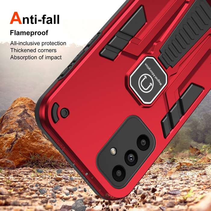 For Samsung Galaxy A15 Shockproof Holder Phone Case(Red)